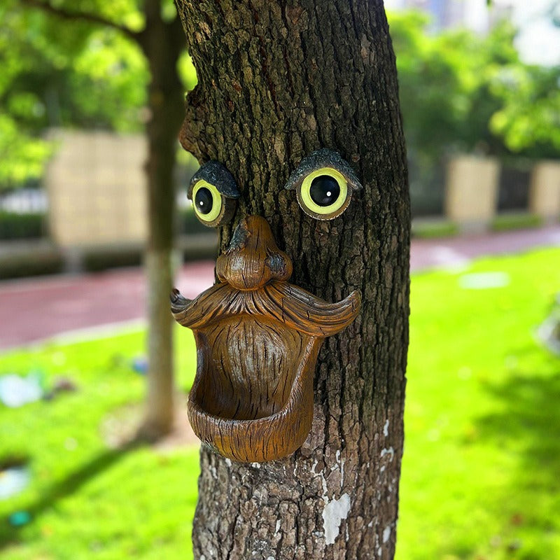 Tree bark monster bird feeder garden decoration resin
