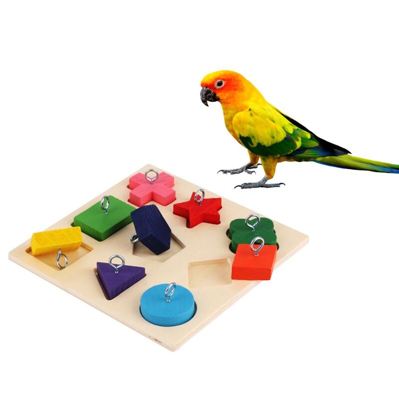 Pet Educational Toys Parrot Interactive Training Colorful Wooden Block Birds Puzzle Supplies DIY Toy Accessories