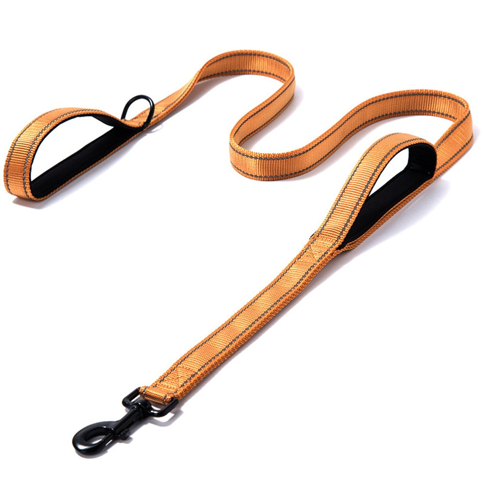 Dog Leash Rope Reflective Two Handle Small Medium Large Pet Lead Rope Nylon Durable Walking Running Training