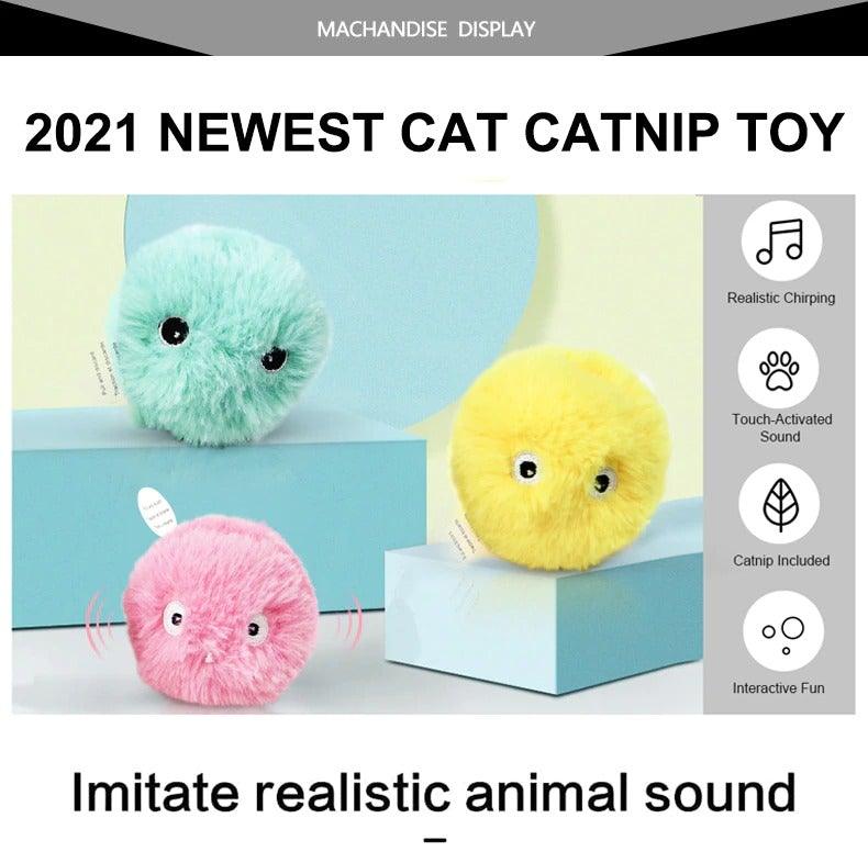 Interactive Chirping Cat Ball Toy with Catnip (3-Pack)