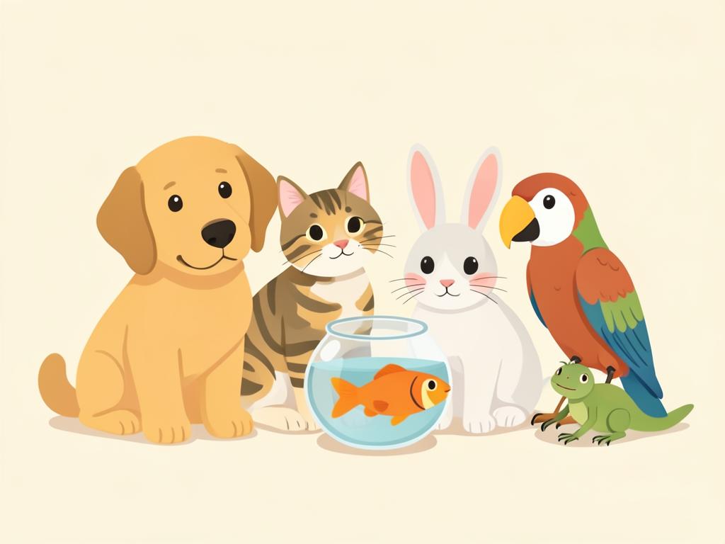 A diverse group of pets together