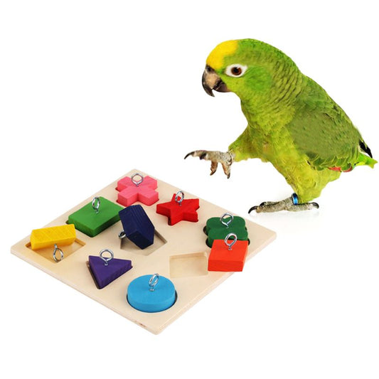 Pet Educational Toys Parrot Interactive Training Colorful Wooden Block Birds Puzzle Supplies DIY Toy Accessories