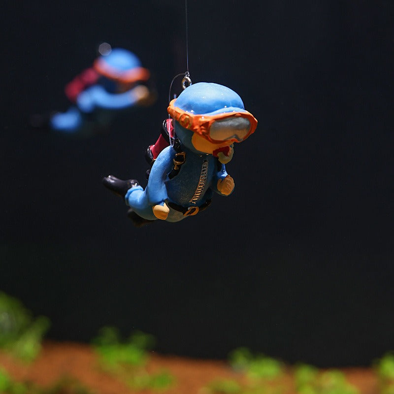 Fish Tank Aquarium Landscaping Decorations Small Decorations Blue Fat Diver Submerged Floating Diver