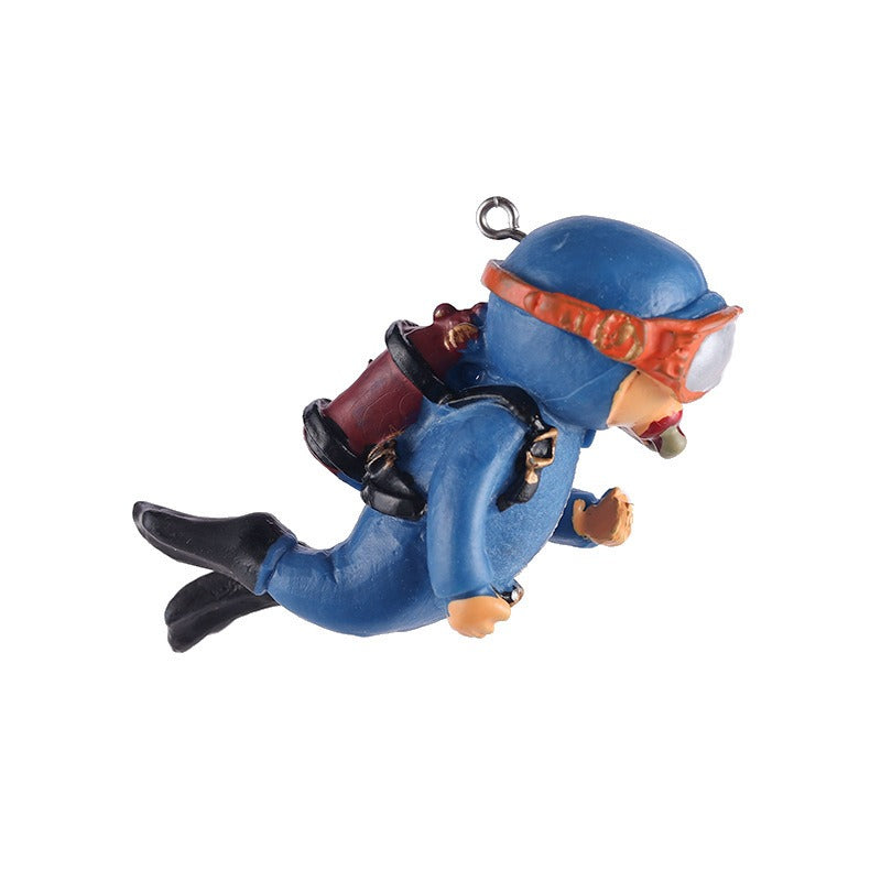 Fish Tank Aquarium Landscaping Decorations Small Decorations Blue Fat Diver Submerged Floating Diver