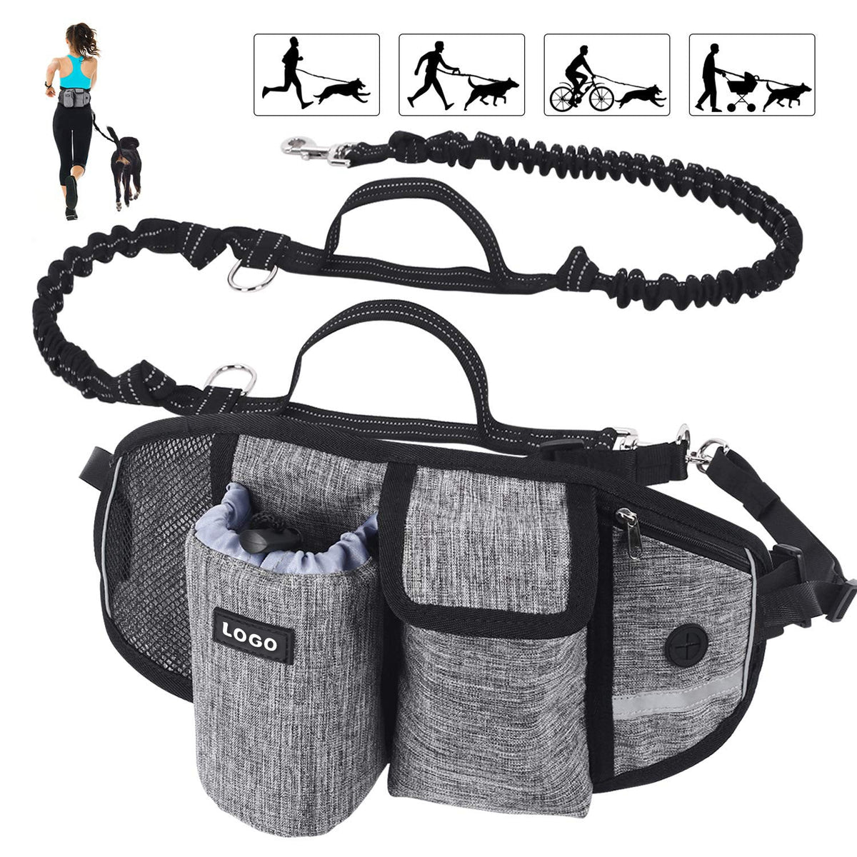 Hands-Free Dog Walking Waist Leash Bag