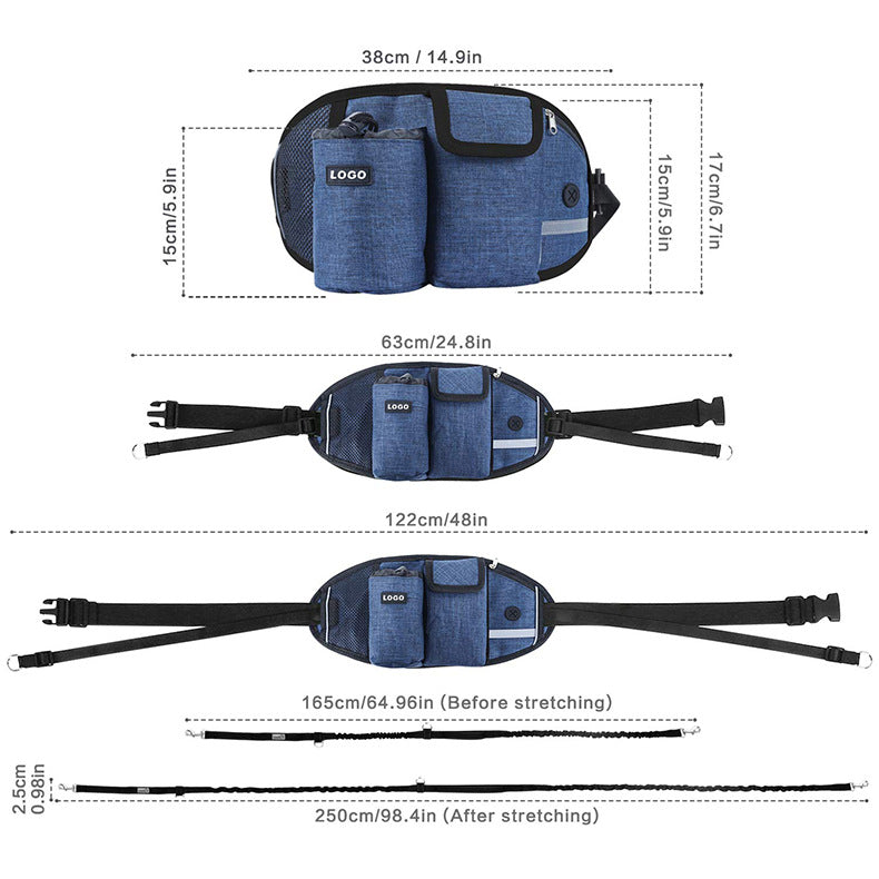 Hands-Free Dog Walking Waist Leash Bag