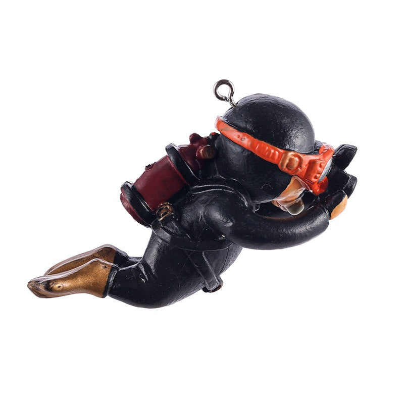 Fish Tank Aquarium Landscaping Decorations Small Decorations Blue Fat Diver Submerged Floating Diver