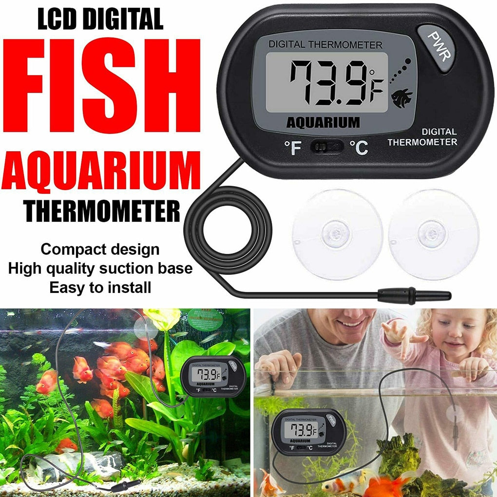 LCD Digital Aquarium Thermometer Fish Tank Water Temperature Meter Aquarium Temp Detector Fish Alarm Pet Supplies Tool Aquatic