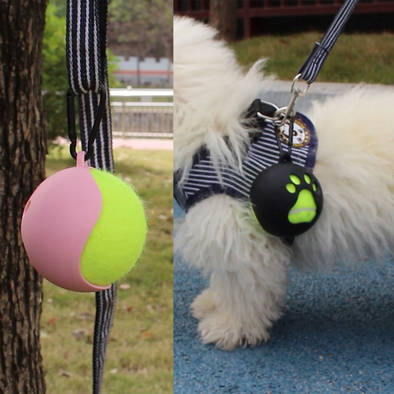 Pet tennis rack tennis set toy ball stand portable hands-free dog walking supplies training ball cover