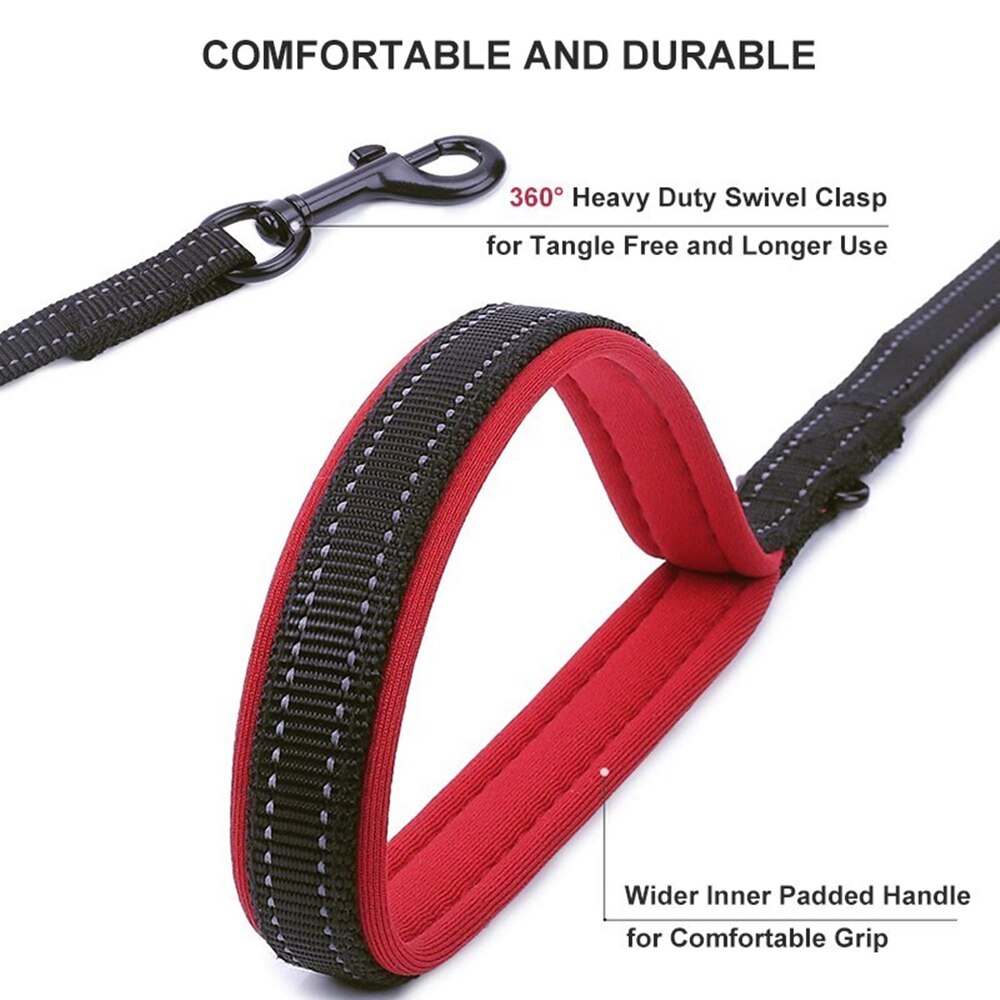 Dog Leash Rope Reflective Two Handle Small Medium Large Pet Lead Rope Nylon Durable Walking Running Training