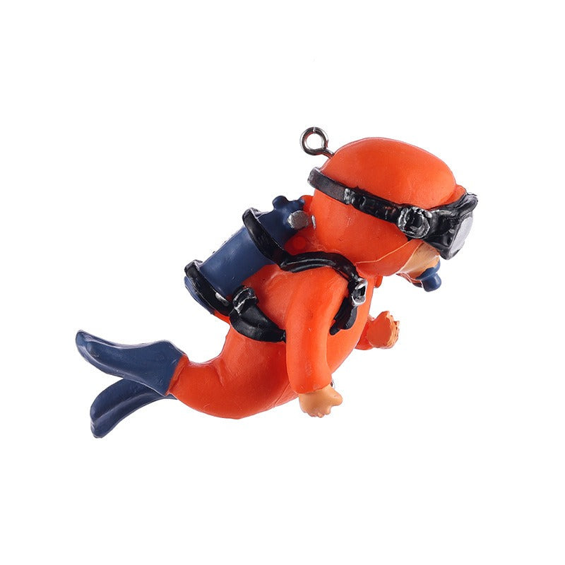Fish Tank Aquarium Landscaping Decorations Small Decorations Blue Fat Diver Submerged Floating Diver