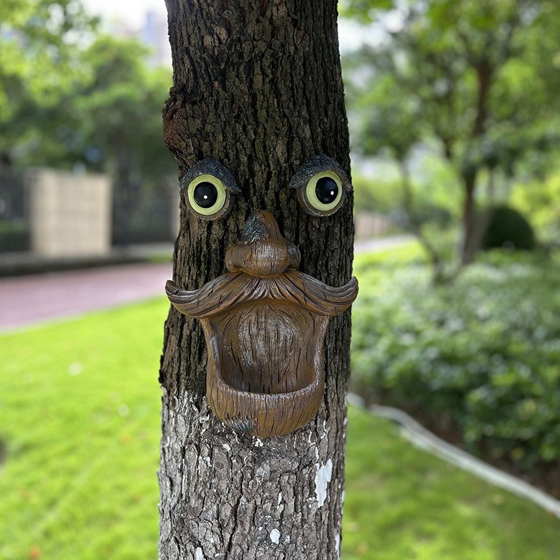 Tree bark monster bird feeder garden decoration resin
