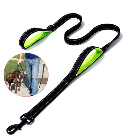 Dog Leash Rope Reflective Two Handle Small Medium Large Pet Lead Rope Nylon Durable Walking Running Training