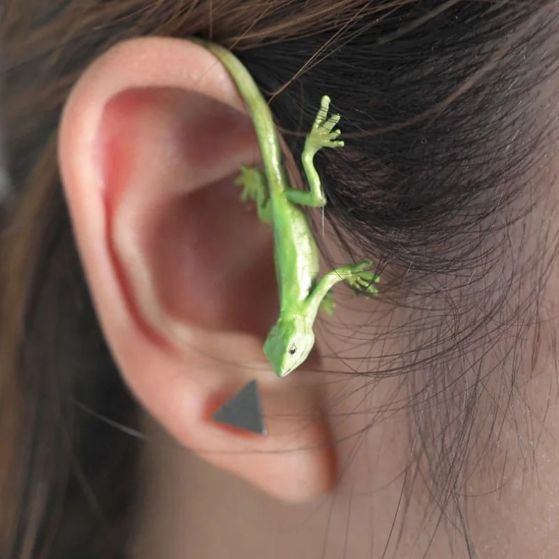 Frog Lizard Earless Ear Clip Retro Punk Exaggerated Frog Earbone Clip Earrings