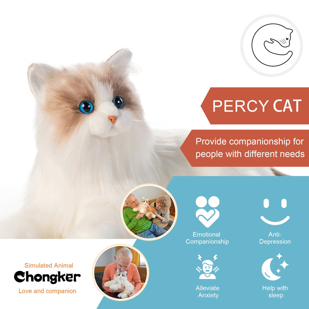 Percy Interactive Robot Cat Companion for Seniors