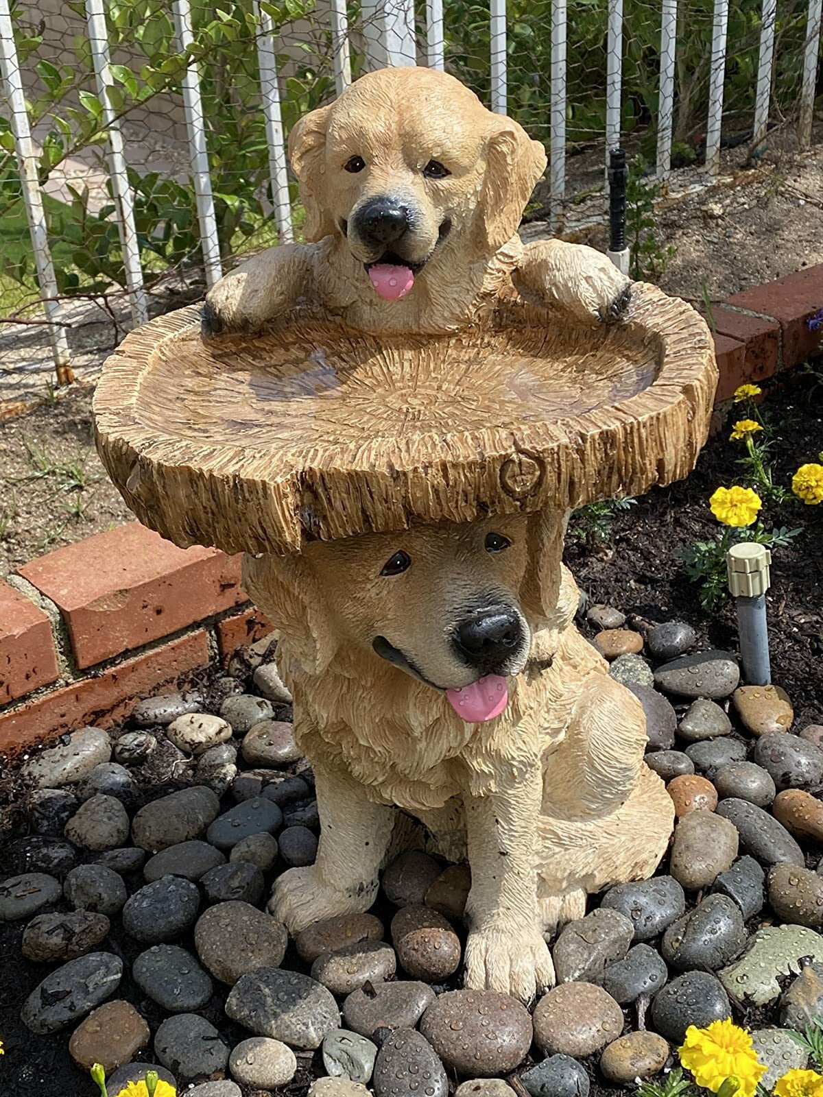Resin ornaments, handicrafts, garden decoration, Bird Bath, dog tree, bird drinking decorations