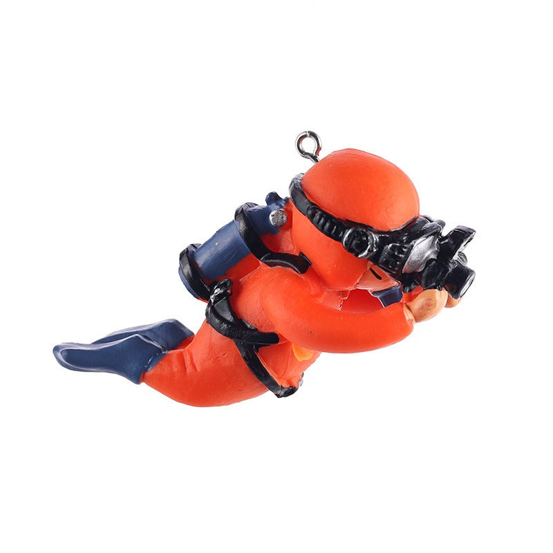 Fish Tank Aquarium Landscaping Decorations Small Decorations Blue Fat Diver Submerged Floating Diver