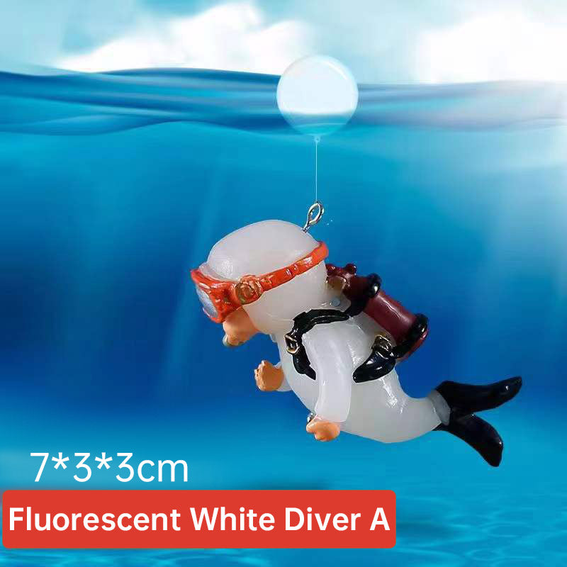 Fish Tank Aquarium Landscaping Decorations Small Decorations Blue Fat Diver Submerged Floating Diver
