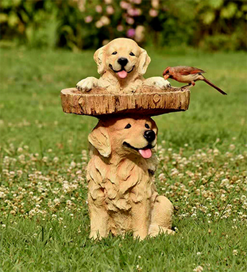 Resin ornaments, handicrafts, garden decoration, Bird Bath, dog tree, bird drinking decorations