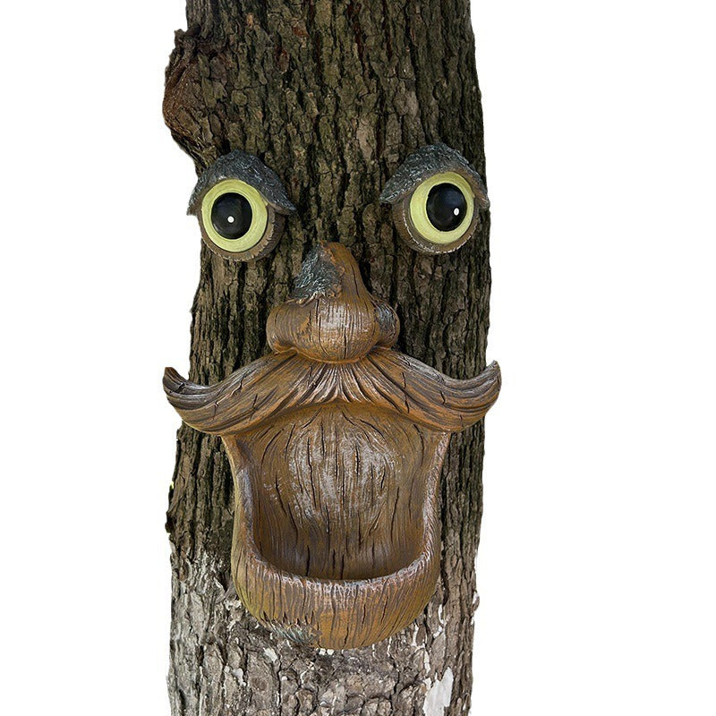 Tree bark monster bird feeder garden decoration resin