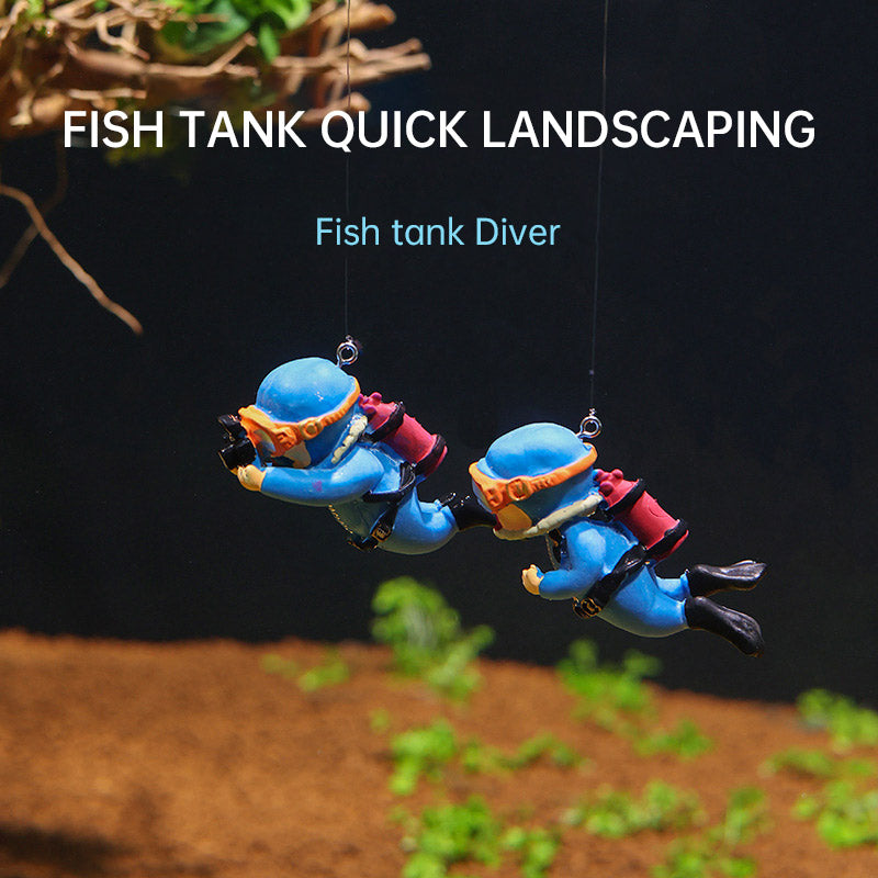 Fish Tank Aquarium Landscaping Decorations Small Decorations Blue Fat Diver Submerged Floating Diver