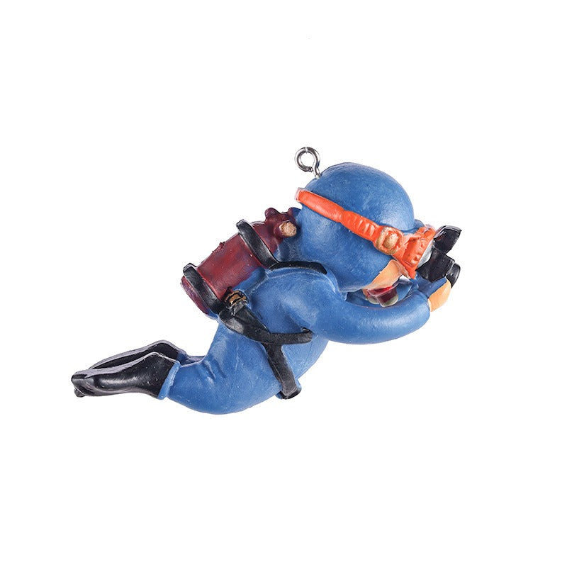 Fish Tank Aquarium Landscaping Decorations Small Decorations Blue Fat Diver Submerged Floating Diver