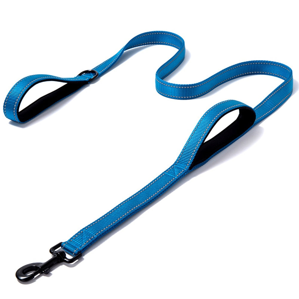 Dog Leash Rope Reflective Two Handle Small Medium Large Pet Lead Rope Nylon Durable Walking Running Training