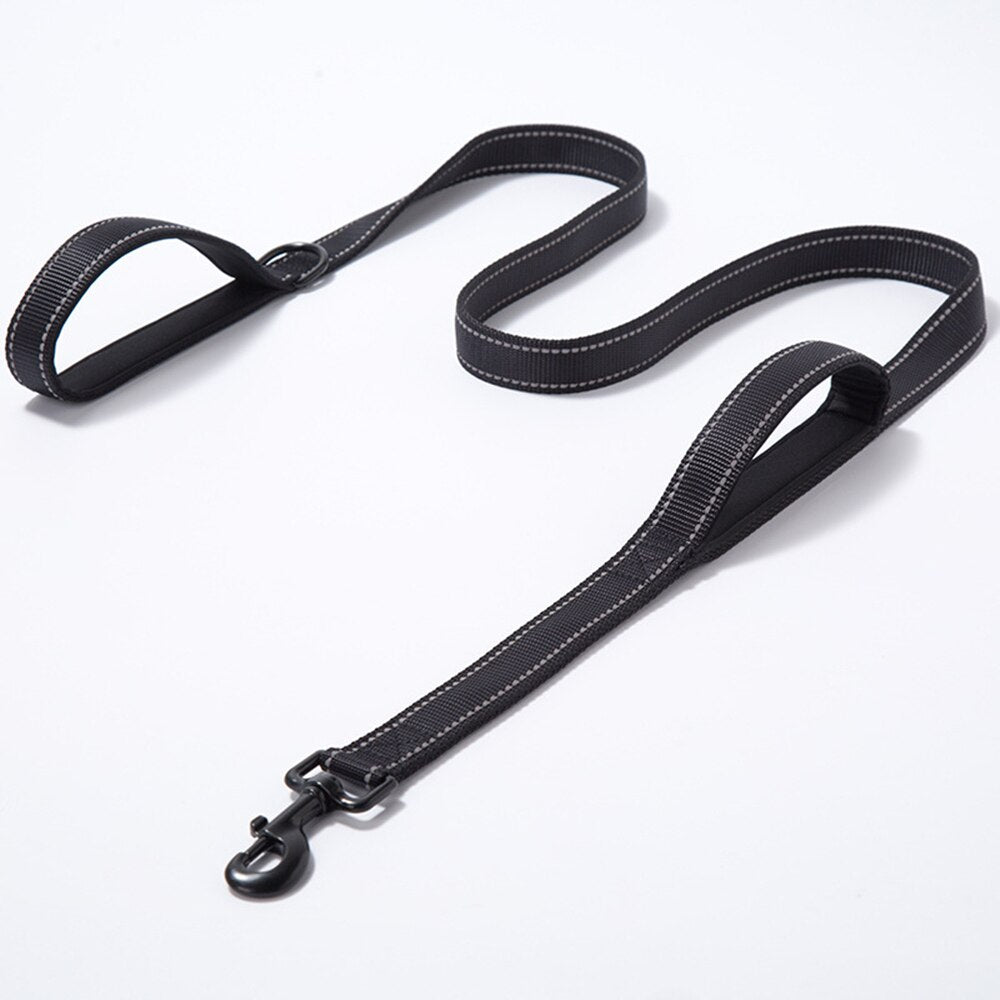 Dog Leash Rope Reflective Two Handle Small Medium Large Pet Lead Rope Nylon Durable Walking Running Training