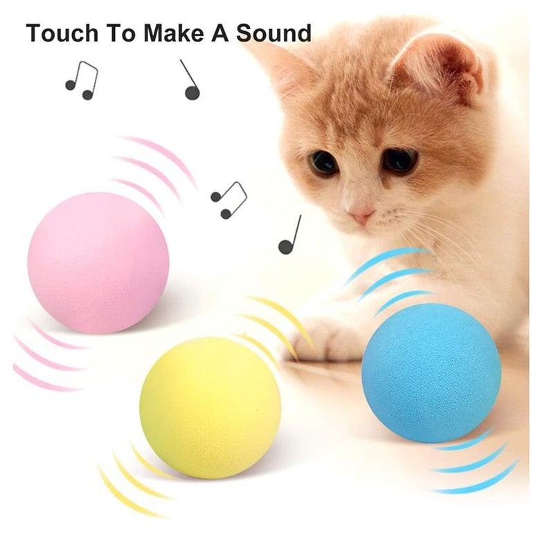 Interactive Chirping Cat Ball Toy with Catnip (3-Pack)