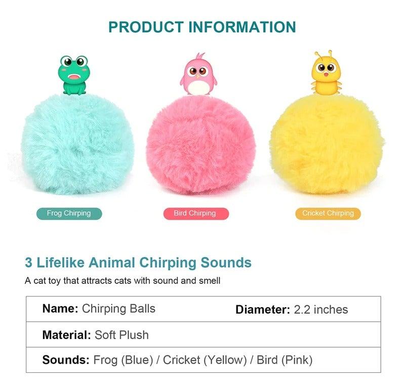 Interactive Chirping Cat Ball Toy with Catnip (3-Pack)